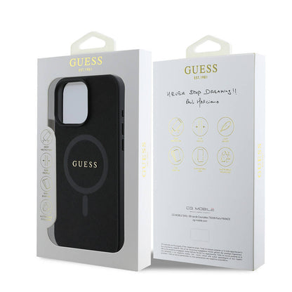 Capa MagSafe para Apple iPhone 16 Pro, Guess, Saffiano Classic Logo, Preta