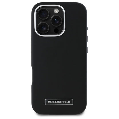 Capa MagSafe para Apple iPhone 16 Pro, Karl Lagerfeld, FW Metal Plate, Preta