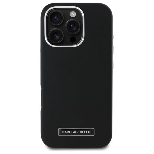 Capa MagSafe para Apple iPhone 16 Pro, Karl Lagerfeld, FW Metal Plate, Preta