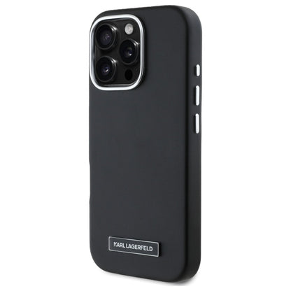 Capa MagSafe para Apple iPhone 16 Pro, Karl Lagerfeld, FW Metal Plate, Preta