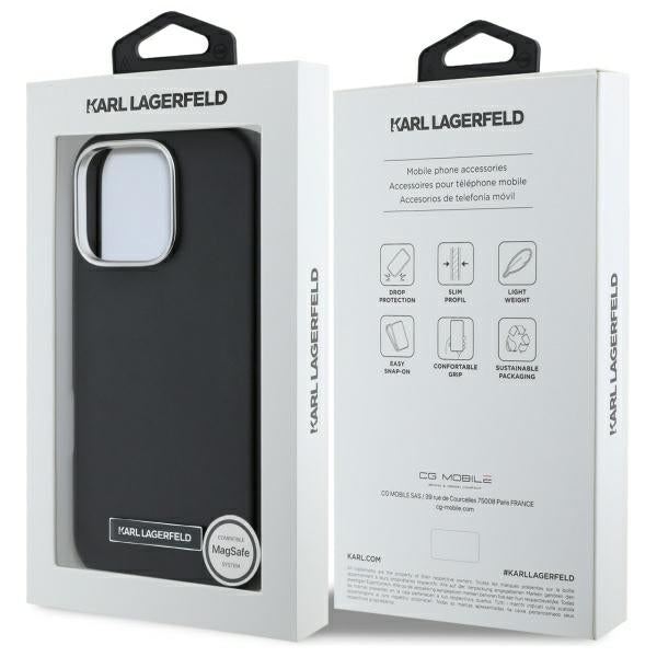 Capa MagSafe para Apple iPhone 16 Pro, Karl Lagerfeld, FW Metal Plate, Preta
