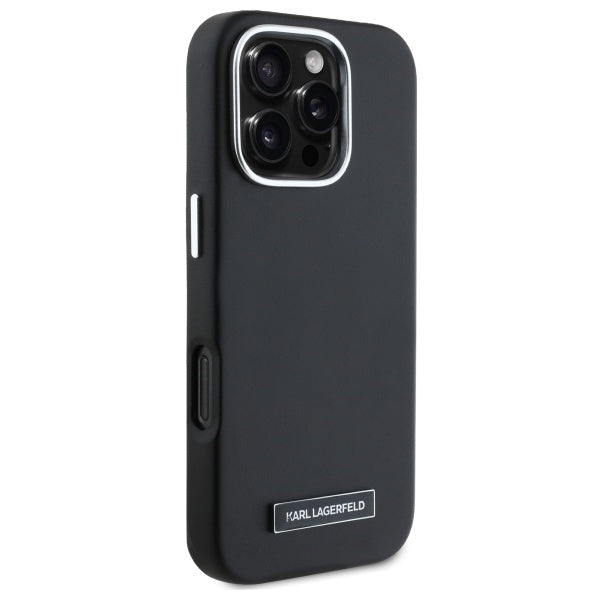 Capa MagSafe para Apple iPhone 16 Pro, Karl Lagerfeld, FW Metal Plate, Preta