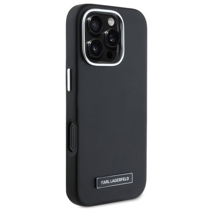 Capa MagSafe para Apple iPhone 16 Pro, Karl Lagerfeld, FW Metal Plate, Preta