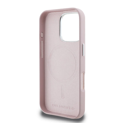 Capa MagSafe para Apple iPhone 16 Pro, Karl Lagerfeld, FW Metal Plate, Rosa