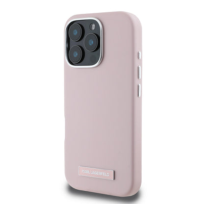 Capa MagSafe para Apple iPhone 16 Pro, Karl Lagerfeld, FW Metal Plate, Rosa