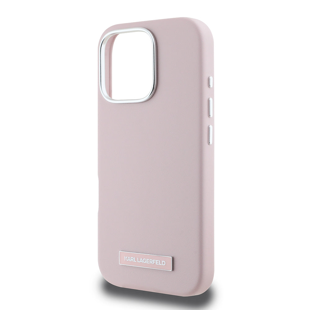 Capa MagSafe para Apple iPhone 16 Pro, Karl Lagerfeld, FW Metal Plate, Rosa