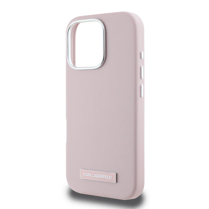 Capa MagSafe para Apple iPhone 16 Pro, Karl Lagerfeld, FW Metal Plate, Rosa