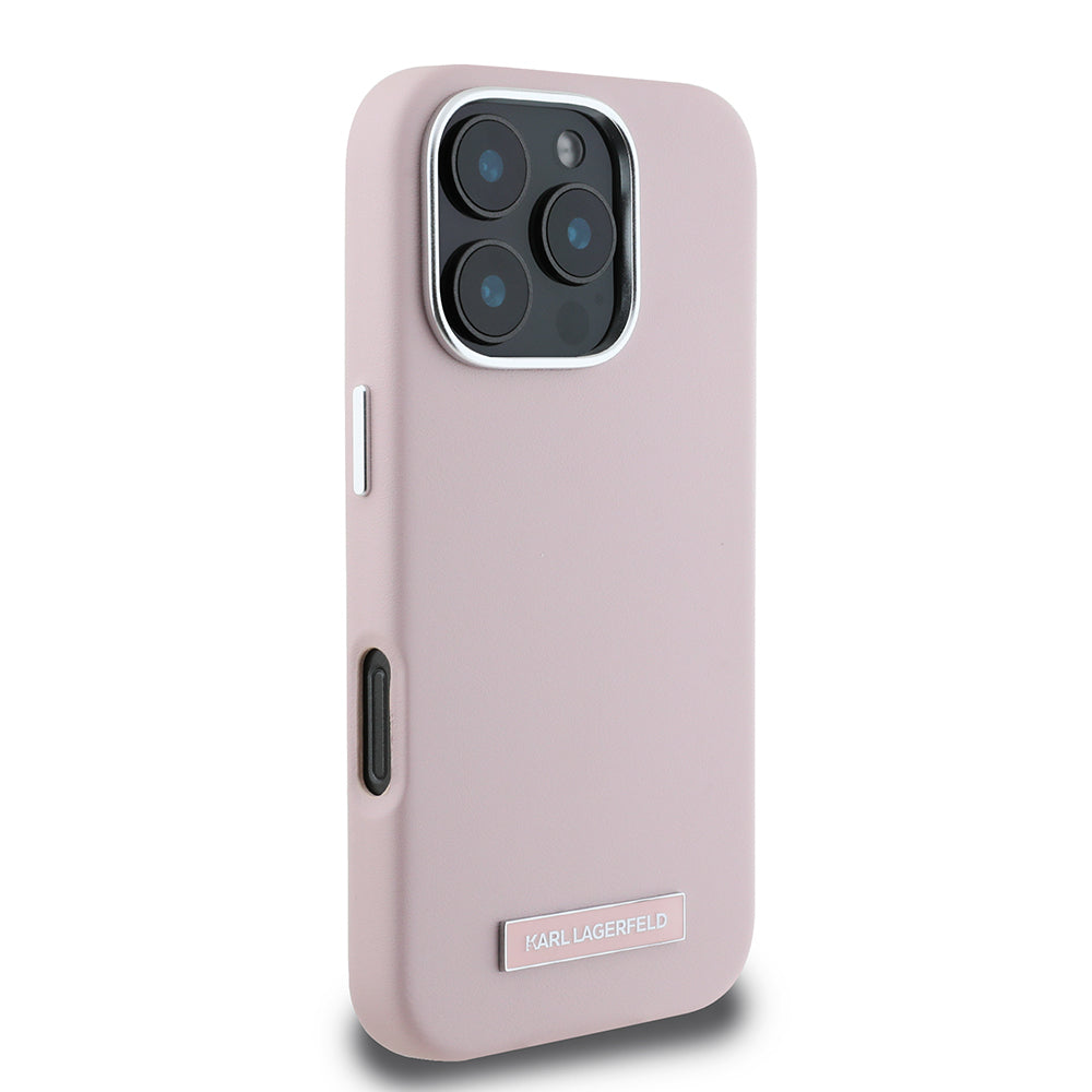 Capa MagSafe para Apple iPhone 16 Pro, Karl Lagerfeld, FW Metal Plate, Rosa