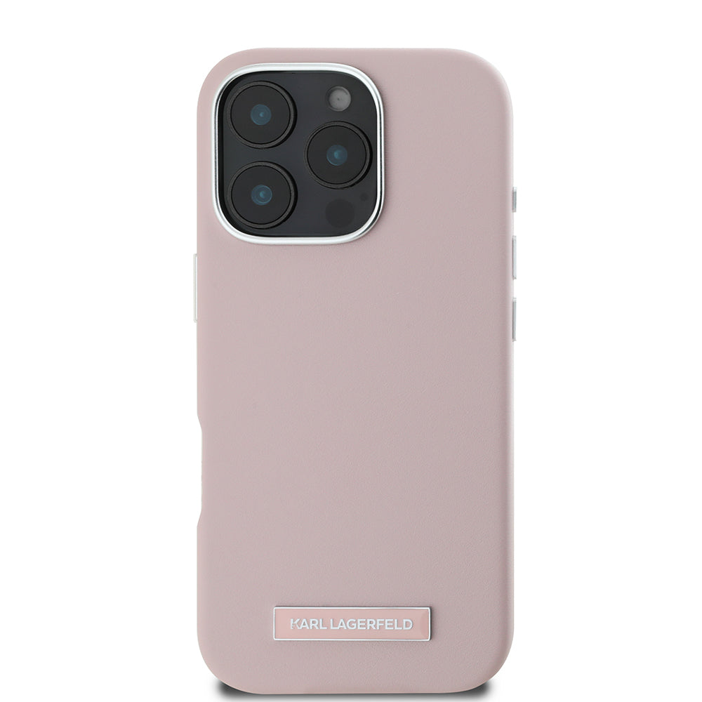 Capa MagSafe para Apple iPhone 16 Pro, Karl Lagerfeld, FW Metal Plate, Rosa