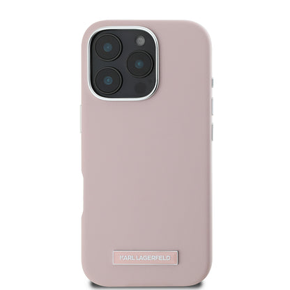 Capa MagSafe para Apple iPhone 16 Pro, Karl Lagerfeld, FW Metal Plate, Rosa