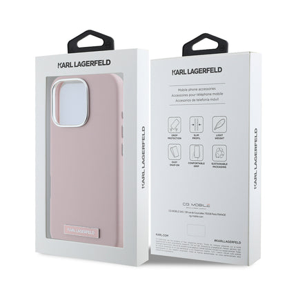 Capa MagSafe para Apple iPhone 16 Pro, Karl Lagerfeld, FW Metal Plate, Rosa