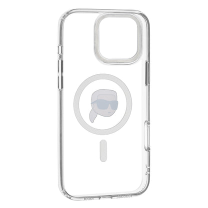 Capa MagSafe para Apple iPhone 16 Pro, Karl Lagerfeld, IML Metal Karl's Head, Branca