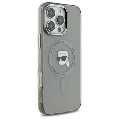 MagSafe Case for Apple iPhone 16 Pro, Karl Lagerfeld, IML Metal Karl's Head, Black