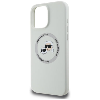 MagSafe Case for Apple iPhone 16 Pro, Karl Lagerfeld, Silicone Karl & Choupette's Heads, Beige