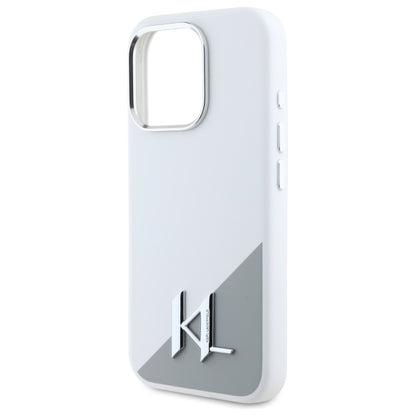 Capa MagSafe para Apple iPhone 16 Pro, Karl Lagerfeld, Silicone Shadow Metal Initial, Branca