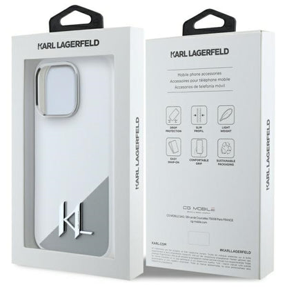 Capa MagSafe para Apple iPhone 16 Pro, Karl Lagerfeld, Silicone Shadow Metal Initial, Branca