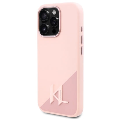 Capa MagSafe para Apple iPhone 16 Pro, Karl Lagerfeld, Silicone Shadow Metal Initial, Rosa