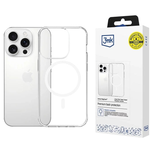 Capa MagSafe para Apple iPhone 16 Pro Max, 3MK, Armor MagCase, Transparente