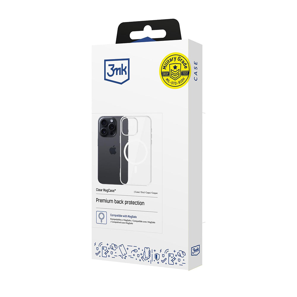 Capa MagSafe para Apple iPhone 16 Pro Max, 3MK, Clear MagCase, Transparente