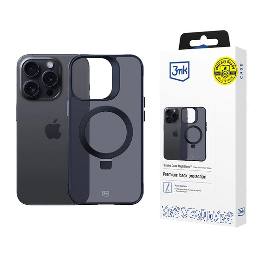 Capa MagSafe para Apple iPhone 16 Pro Max, 3MK, Smoke MagStand, Preta
