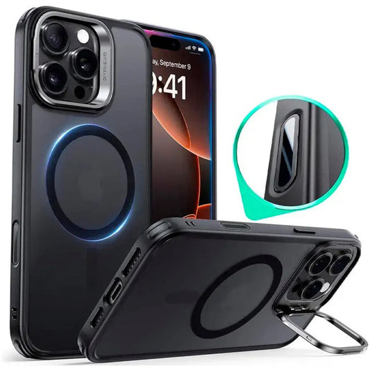 Capa MagSafe para Apple iPhone 16 Pro Max, ESR, Classic Hybrid Kickstand Slide, Preta Fosca