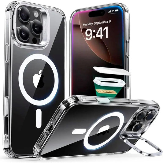 Capa MagSafe para Apple iPhone 16 Pro Max, ESR, Classic Hybrid Kickstand Slide, Transparente