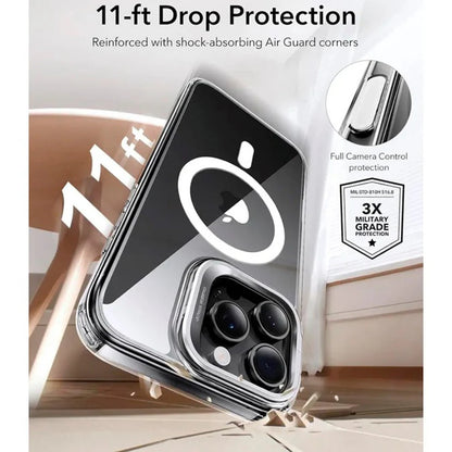 Capa MagSafe para Apple iPhone 16 Pro Max, ESR, Classic Hybrid Kickstand Slide, Transparente