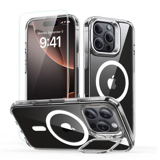 Capa MagSafe para Apple iPhone 16 Pro Max, ESR, Classic Hybrid Kickstand com Protetor de Tela, Transparente