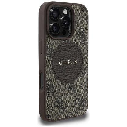 Capa MagSafe para Apple iPhone 16 Pro Max, Guess, 4G Circle Classic Logo, Castanho