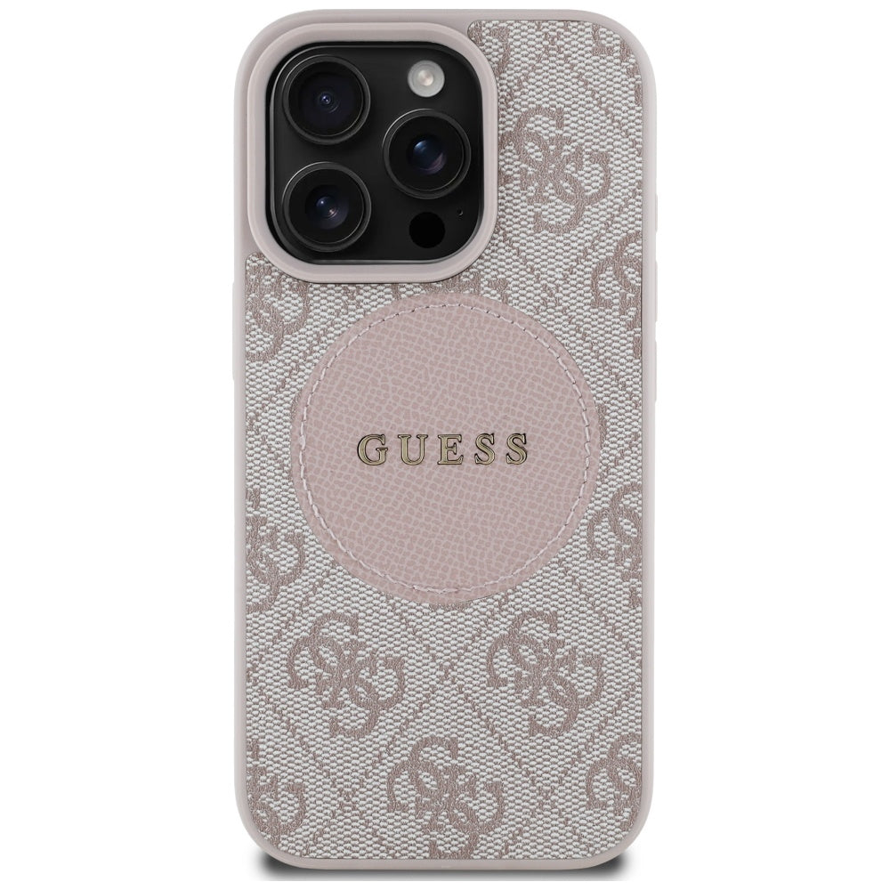 Capa MagSafe para Apple iPhone 16 Pro Max, Guess, 4G Circle Classic Logo, Rosa
