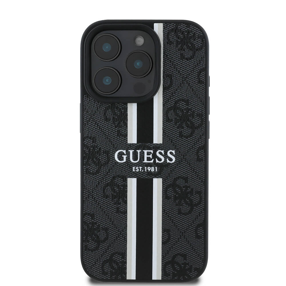 Capa MagSafe para Apple iPhone 16 Pro Max, Guess, 4G Printed Stripes, Preta