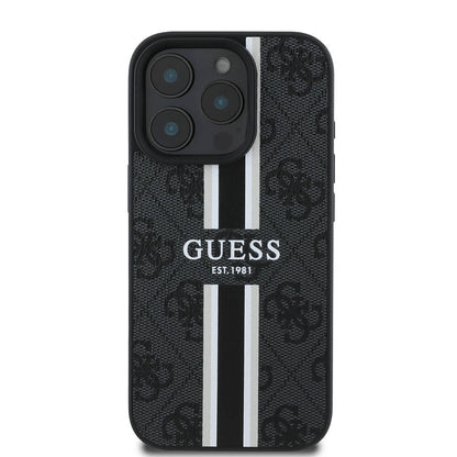 Capa MagSafe para Apple iPhone 16 Pro Max, Guess, 4G Printed Stripes, Preta