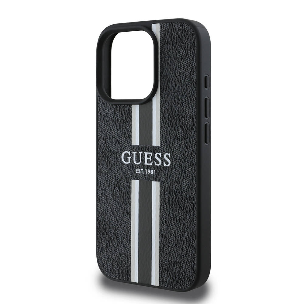 Capa MagSafe para Apple iPhone 16 Pro Max, Guess, 4G Printed Stripes, Preta