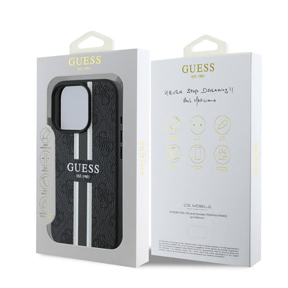 Capa MagSafe para Apple iPhone 16 Pro Max, Guess, 4G Printed Stripes, Preta