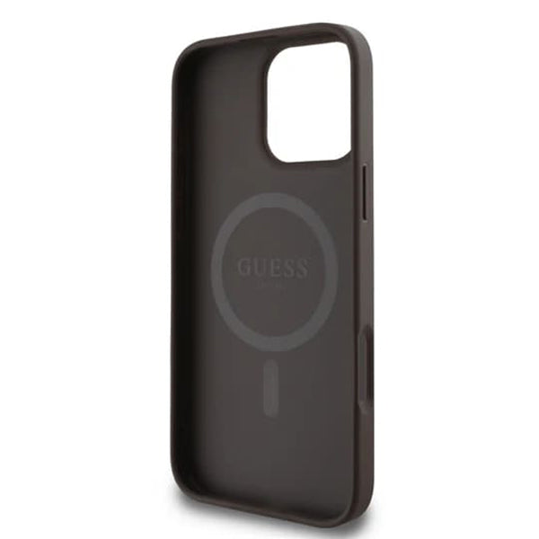 Capa MagSafe para Apple iPhone 16 Pro Max, Guess, 4G Ring Classic Logo, Castanho