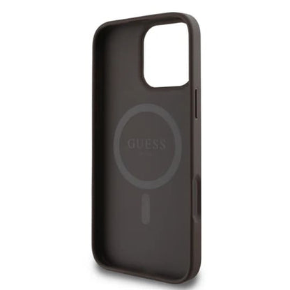Capa MagSafe para Apple iPhone 16 Pro Max, Guess, 4G Ring Classic Logo, Castanho