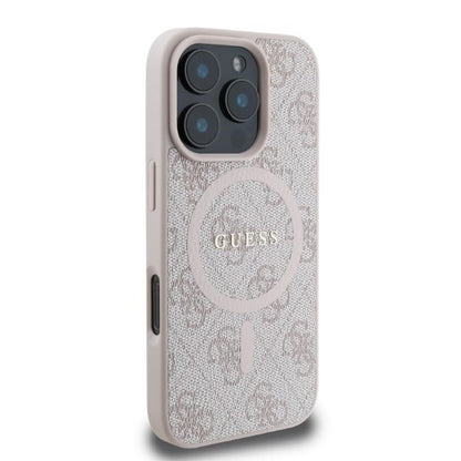 Capa MagSafe para Apple iPhone 16 Pro Max, Guess, 4G Ring Classic Logo, Rosa