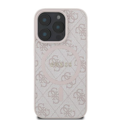 Capa MagSafe para Apple iPhone 16 Pro Max, Guess, 4G Ring Classic Logo, Rosa