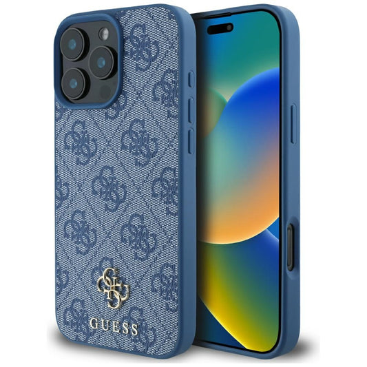 Capa MagSafe para Apple iPhone 16 Pro Max, Guess, 4G Small and Classic Logo, Azul