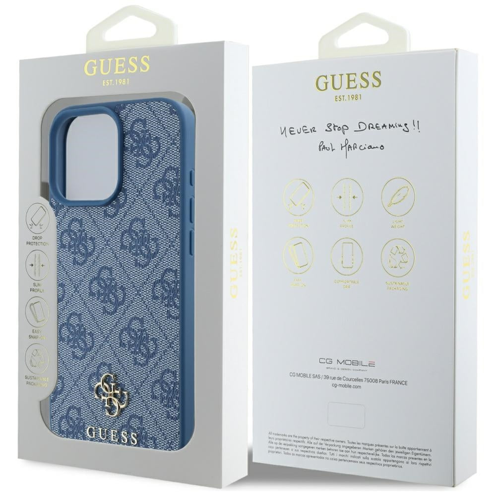 Capa MagSafe para Apple iPhone 16 Pro Max, Guess, 4G Small and Classic Logo, Azul