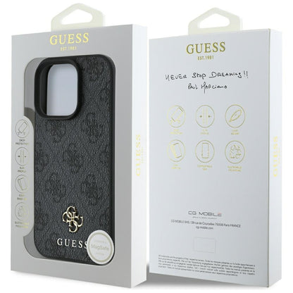Capa MagSafe para Apple iPhone 16 Pro Max, Guess, 4G Small and Classic Logo, Preta