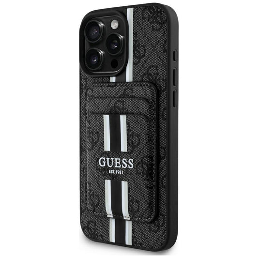 Capa MagSafe para Apple iPhone 16 Pro Max, Guess, Cardslot 4G Stripes, Preta.