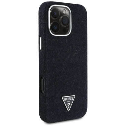 Capa MagSafe para Apple iPhone 16 Pro Max, Guess, Denim Triangle Logo, Preta