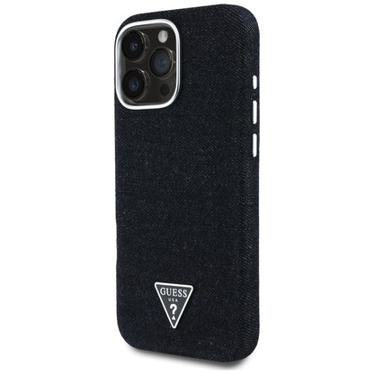 Capa MagSafe para Apple iPhone 16 Pro Max, Guess, Denim Triangle Logo, Preta