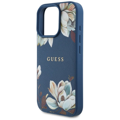 Capa MagSafe para Apple iPhone 16 Pro Max, Guess, Grained Flowers, Azul