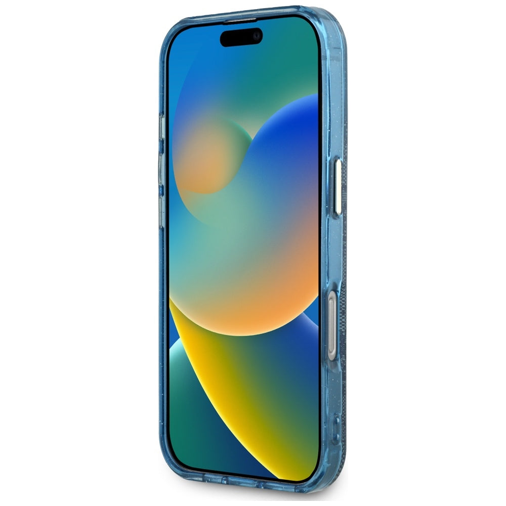 Capa MagSafe para Apple iPhone 16 Pro Max, Guess, IML Glitter 4G Circle Triangle, Azul