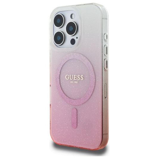 Capa MagSafe para Apple iPhone 16 Pro Max, Guess, IML Glitter Gradient, Rosa