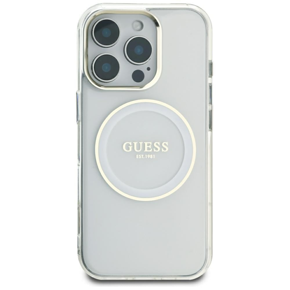 Capa MagSafe para Apple iPhone 16 Pro Max, Guess, IML Metal Colored Circle, Branca