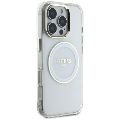 Capa MagSafe para Apple iPhone 16 Pro Max, Guess, IML Metal Colored Circle, Branca