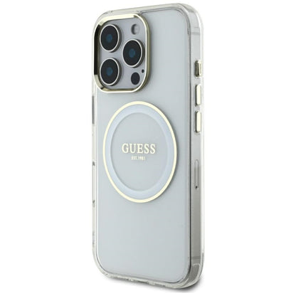 Capa MagSafe para Apple iPhone 16 Pro Max, Guess, IML Metal Colored Circle, Branca